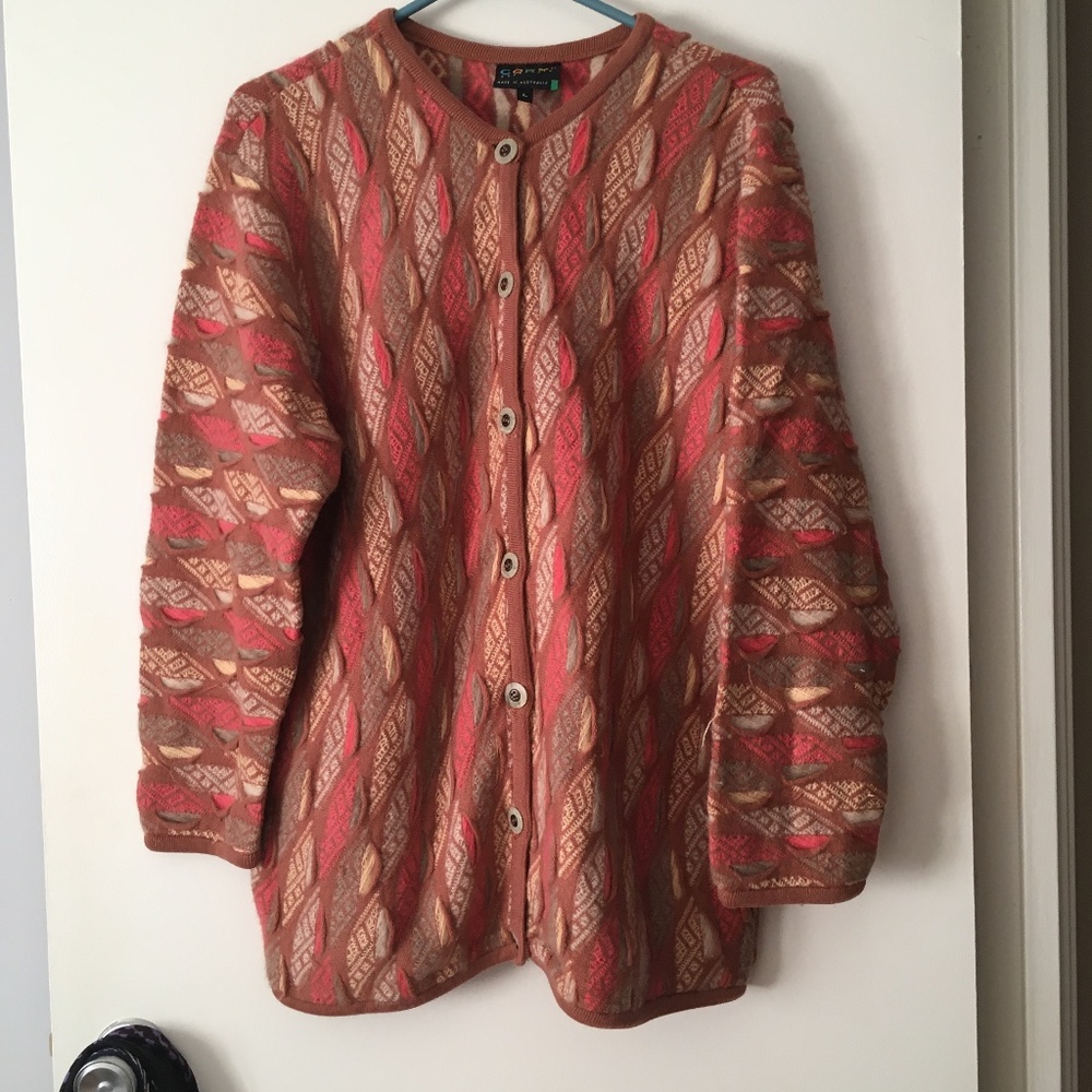 COOGI 100% Cashmere Multicolor Cardigan L